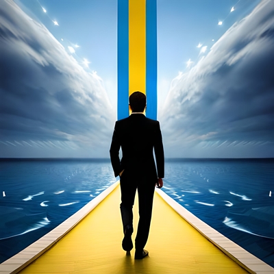 Um homem caminha em direção à bandeira de Curaçao