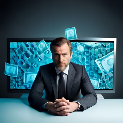 Um homem que retira rapidamente seu dinheiro pela tela